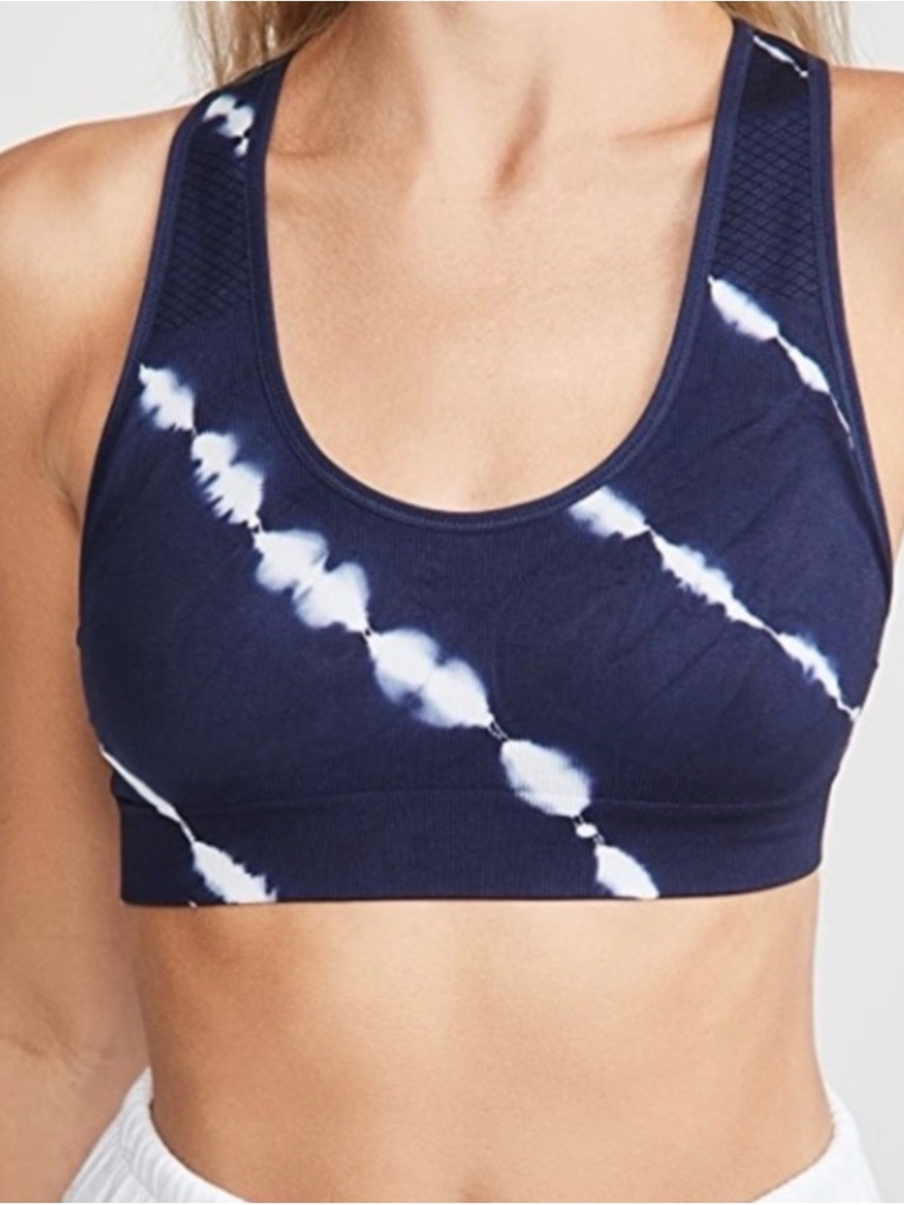 Tory Sport Navy Tie-Dye Racerback Sports Bra XS